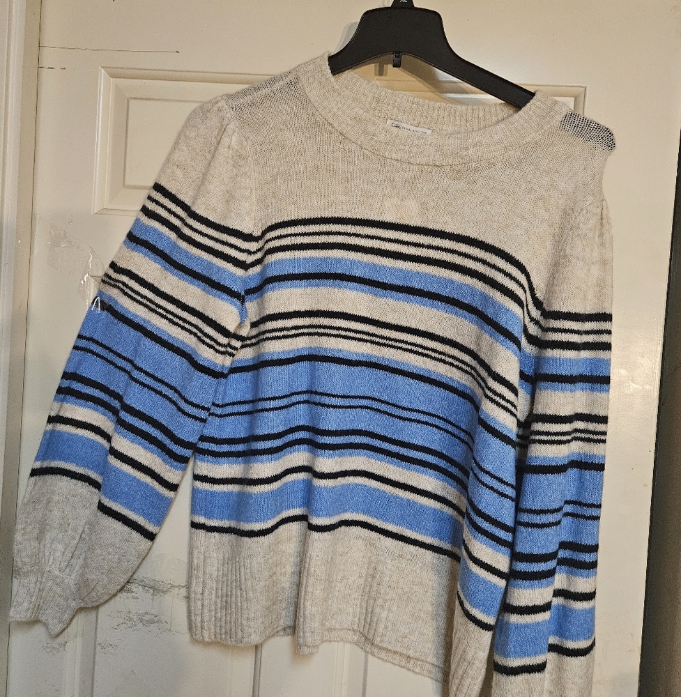 Striped Sweater with Blue and Black Accents